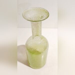 Vintage Green Bubble Glass Vase